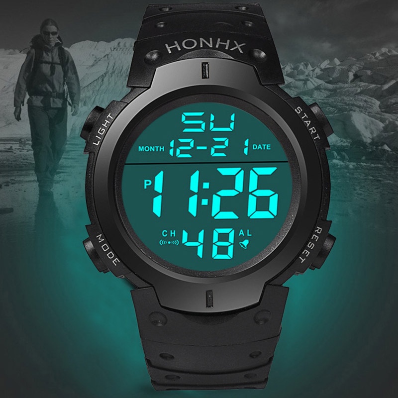 honhx-นาฬิกาข้อมือผู้ชาย-นาฬิกาดิจิตอลสำหรับผู้ชาย-นาฬิกาจับเวลาดิจิตอลนาฬิกาจับเวลา-50mm-สีดำสีฟ้าสีขาว