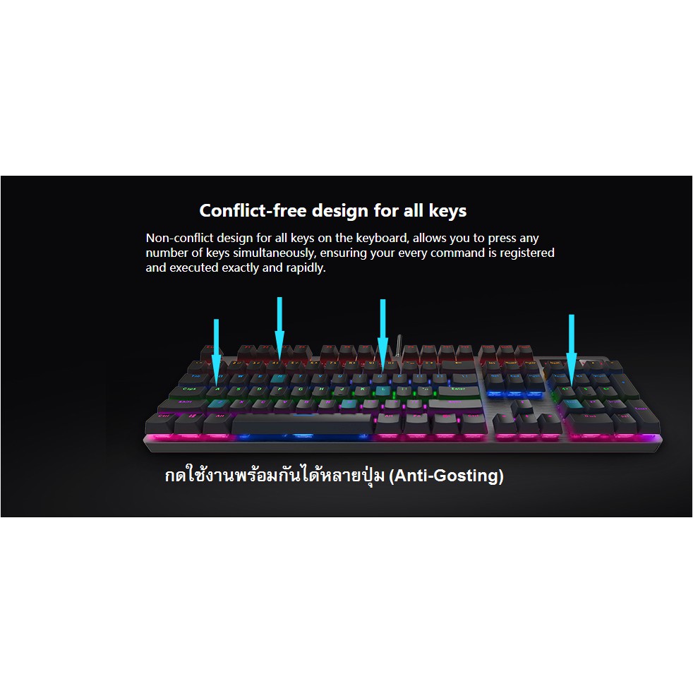 Rapoo V500-Pro Backlit Mechanical Gaming Keyboard | Shopee Thailand