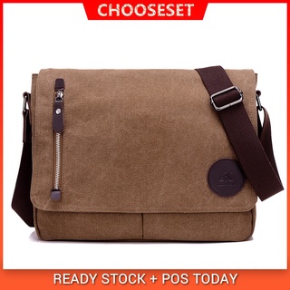 สินค้า CS New Vintage Canvas Satchel Messenger Bag for Men Travel Shoulder Bag Crossbody School Bag for 13.3 Inch Laptop Chromebook Computer