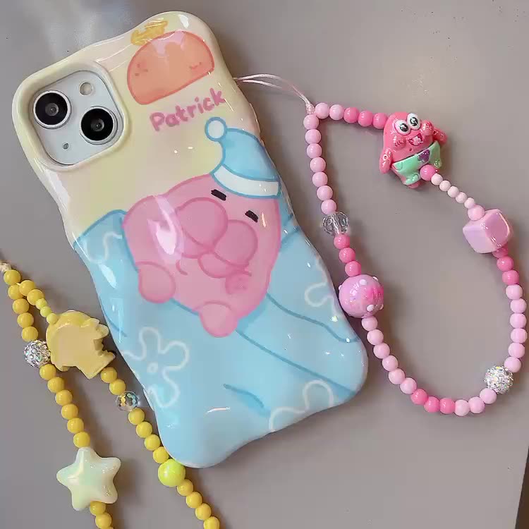 เคสโทรศัพท์มือถือแบบนิ่ม-กันกระแทก-ลายสพันจ์บ็อบน่ารัก-พร้อมสายโซ่คล้อง-หรูหรา-สําหรับ-iphone-11-14promax-13promax-12promax-14-14pro