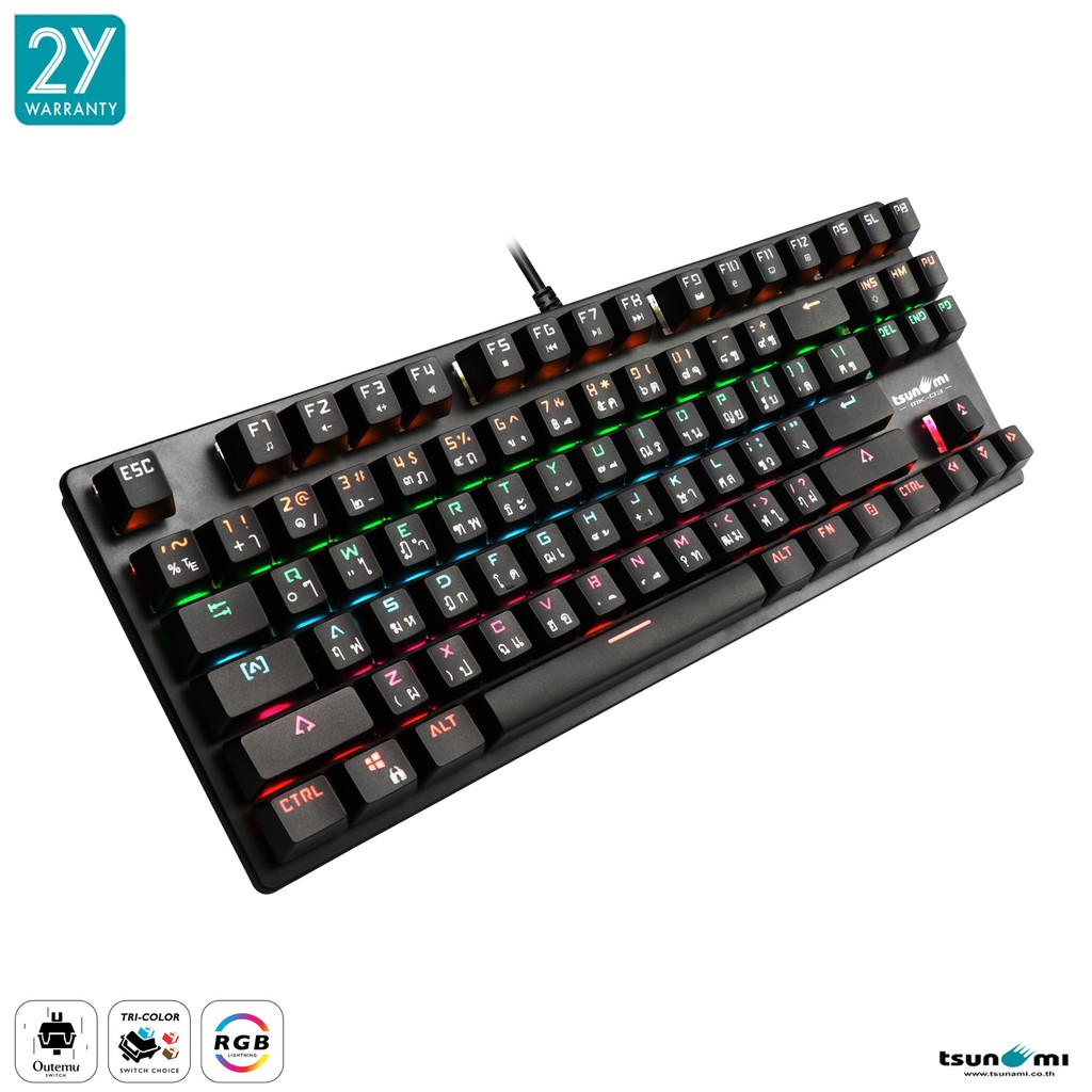 ภาพสินค้าคีย์บอร์ดเกมมิ่ง Tsunami Outemu MK-03 87 Keys TKL Mechanical gaming keyboard (รับประกัน 2 ปี) จากร้าน tsunami_thailand บน Shopee ภาพที่ 1