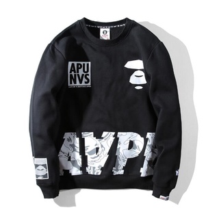 Aape เสื้อกันหนาวผ้าฝ้ายคอกลมพิมพ์ลายแฟชั่น Unisex