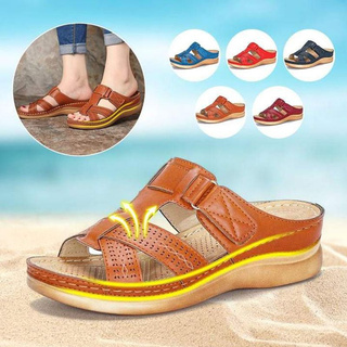สินค้า รองเท้าแตะ แบบหนัง กันลื่น เบา สไตล์ย้อนยุค แฟชั่นใหม่ พลัสไซซ์ สำหรับผู้หญิง Sandals