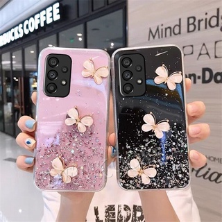 ใหม่ เคสโทรศัพท์มือถือแบบนิ่ม ใส ประดับเลื่อม คริสตัล ผีเสื้อ ระยิบระยับ สําหรับ Samsung Galaxy A53 A33 A52S A52 A32 A22 A12 A02 M52 M12 M02 M32 5G 4G 2022