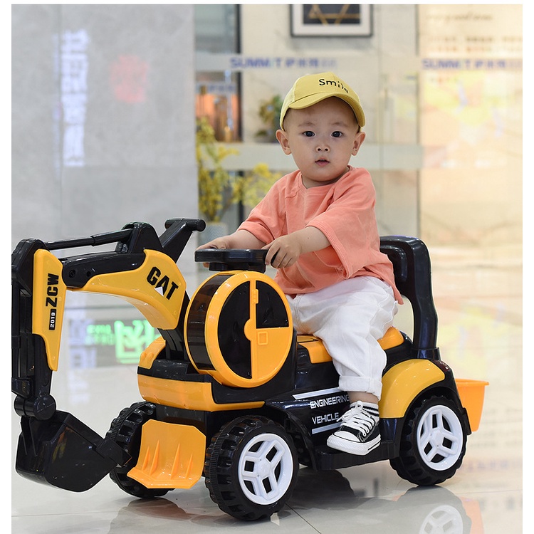รถของเล่นเด็ก-รถยนต์ไฟฟ้าสำหรับเด็ก-รถแบตเตอรี่เด็ก-รถแมคโครขาไถ-รถขุดดิน-ตักดิน-62-37-36cm-5kg