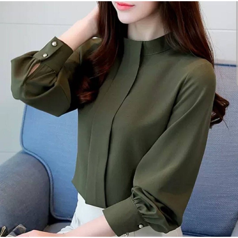 เสื้อเชิ้ตแขนยาว-เสื้อทำงานผู้หญิง-เสื้อแฟชั่นเกาหลี-งานคุณภาพ