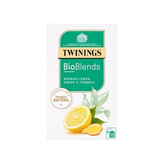 [แยกซอง/ยกกล่อง] ชา Twinings, BIOBLENDS WARMING LEMON, GINGER &amp; TURMERIC ไม่มีคาเฟอีน