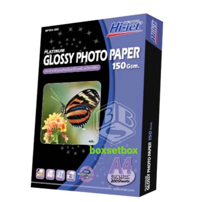 กระดาษโฟโต้กันน้ำ-glossy-หนา150แกรม-a4-200แผ่น-platinum-กระดาษเคลือบพิเศษผิวมันเงา-np154-200