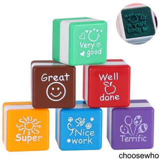 [CHOO] 6pcs English Teachers Encourage Stamp Seal Water Self-Inking Kid Cartoon Encouragement Toys