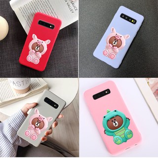 เคสโทรศัพท์ซิลิโคนพิมพ์ลายการ์ตูนหมี 3 มิติสําหรับ samsung galaxy s 7 edge s 10 s8 plus s 9 note 9 s 10 e