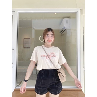 Happy Everyday Tee | Croissant 🧡 ลายขายดี! เสื้อยืดลายน้องครัวซองต์ ทรงโอเวอร์ไซส์