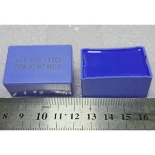 C 6uf 400vdc  MKT ขาห่าง40มิล สี่เหลี่ยมสีฟ้า Capacitor MKP 6UF 400Vdc ของดีสินค้าพร้อมส่งในไทย(1ชิ้น)