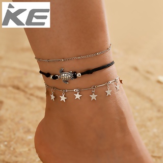 Anklet geometric five-pointed star turtle anklet 3-piece set Creative accessories for girls fo