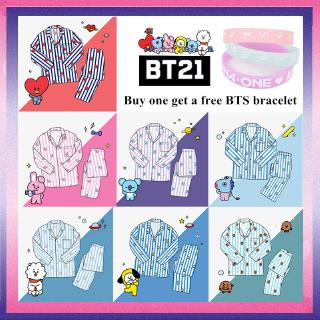 ภาพหน้าปกสินค้า(ซื้อหนึ่งแถมหนึ่ง) ชุดนอนแขนยาว ลายการ์ตูน bt21 ที่เกี่ยวข้อง