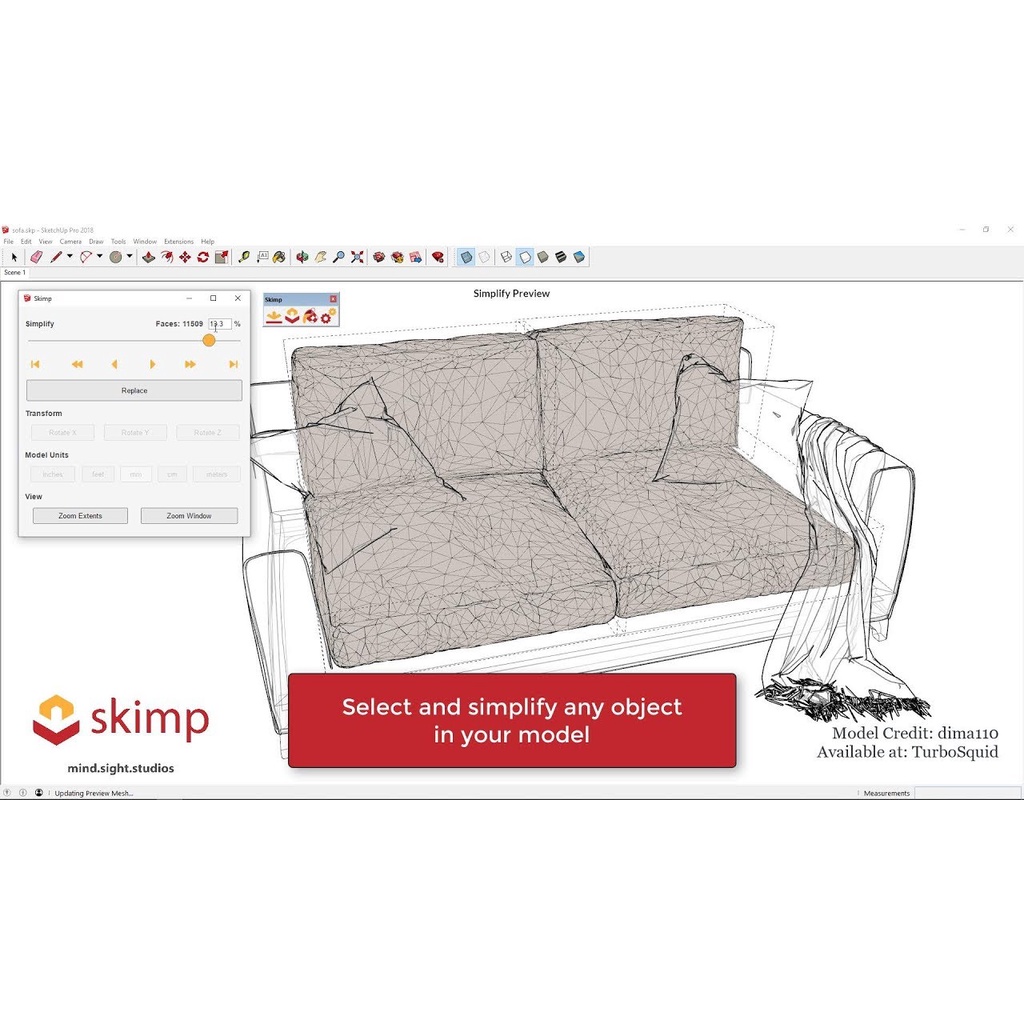 ภาพหน้าปกสินค้าSkimp 1.1.5 Plugins for Sketchup 2018-2022 ลดขนาดโมเดล จากร้าน bighum บน Shopee