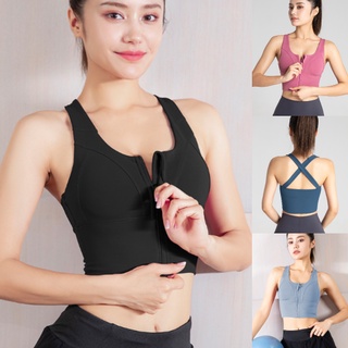 ♥EVE-YOGA-622♥Sport Bra สปอร์ตบราซิปหน้า เสื้อบรากีฬา ออกกำลังกาย ใส่กระชับ มีฟองน้ำ ทรงสวย ผ้านิ่มใส่ง่ายใส่สบาย