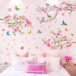 【wuxiang】สติกเกอร์ติดผนัง ลายดอกพีช สไตล์จีน สําหรับตกแต่งบ้าน ห้องนั่งเล่น ห้องนอน