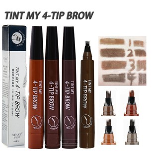 TINT MY 4-TIP BROW Liquid หัวแปรงเขียนคิ้ว ให้คุณเขียนคิ้วเสมือนสักคิ้ว ไม่ต้องเจ็บ กันน้ำ แห้งเร็ว ไม่เลอะหรือเปลื้อน