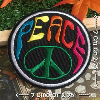 Peace sign ตัวรีดติดเสื้อ อาร์มรีด อาร์มปัก ตกแต่งเสื้อผ้า หมวก กระเป๋า แจ๊คเก็ตยีนส์ Hippie Embroidered Iron on Patch