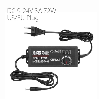 อะแดปเตอร์สวิตชิ่งพาวเวอร์ซัพพลาย Ac DC ปรับได้ ปลั๊ก EU US DC 9-24V 3A 72W