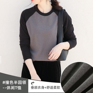 พร้อมส่ง เสื้อท็อป คอกลม ผ้ากํามะหยี่ สไตล์เกาหลี เยอรมัน แฟชั่นฤดูใบไม้ร่วง ฤดูหนาว สําหรับผู้หญิง