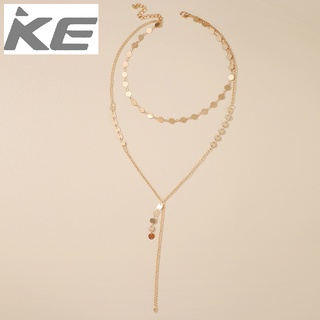 Accessories Simple handmade sequined disc tassel necklace Necklace Clavicle chain for girls fo