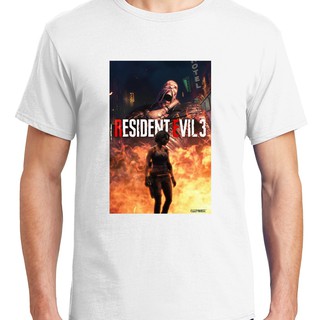 [ขนาด: S-5XL] เสื้อคนอ้วนผญ - ResidentEvil3PS4เกมสยองขวัญซอมบี้ระทึกขวัญคอนโซลจอยสติ๊กเสื้อยืดผู้ชายผ้าฝ้าย