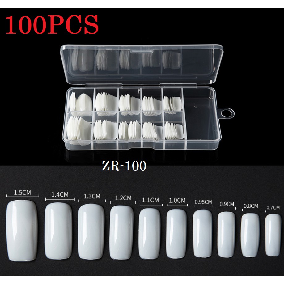 ภาพสินค้าเล็บปลอม เล็บpvc สีขาว สีใส100 ชิ้น ขาวแบบเต็มเล็บ เล็บปลอม PVC แบบเต็มเล็บ 100ชิ้น จากร้าน rohwxy บน Shopee ภาพที่ 1