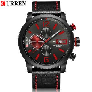 Brand New Fashion Quartz Mens Watch Chronograph Dial and Date Window Casual Business Wristwatch CURREN Leather Clock Fo