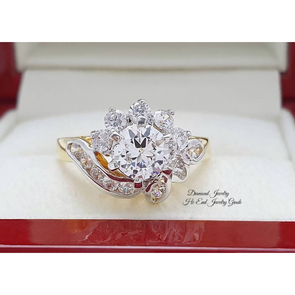 diamond-ring-แหวนเพชร-cz-แท้-ดีไซน์สวยหรู-ขนาดกำลังสวย-เพชรขาวใสมากๆๆๆ-เล่นไฟดีเว่อร์ๆ