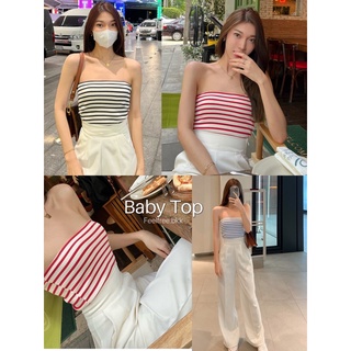 "Baby Top" เสื้อเกาะอกตัวยาว ใส่เข้ารูปสวยมากความยาวกำลังพอดีเนื้อผ้า Japan Stripe Rib 100%