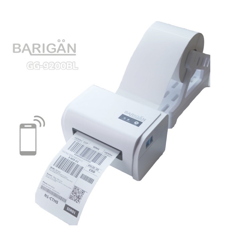 ภาพหน้าปกสินค้าBARIGAN รุ่น GG-9200BL เครื่องพิมพ์ฉลากความร้อน ใบปะหน้าพัสดุ ฉลากยา ฉลากขนส่ง ผ่านมือถือได้