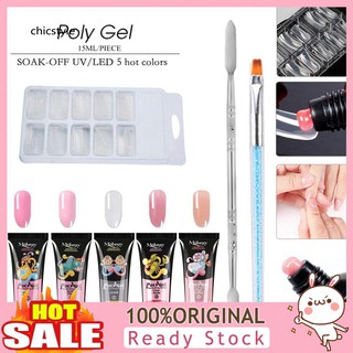 ⌘HMJ⌘Soak Off Polygel Builder Gel Nail Building Model UV Pen Dual Head Steel Push Kit