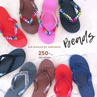 ภาพขนาดย่อของภาพหน้าปกสินค้า️ 𝗝𝗼𝘆 ️ รองเท้าไซส์ใหญ่ 36 - 45 ️ รองเท้าแตะหนีบ ลูกปัด รองเท้าไปทะเล ️ แฮนเมด Bigsize จ่ายปลายทาง plussize beads จากร้าน sabybata บน Shopee ภาพที่ 4