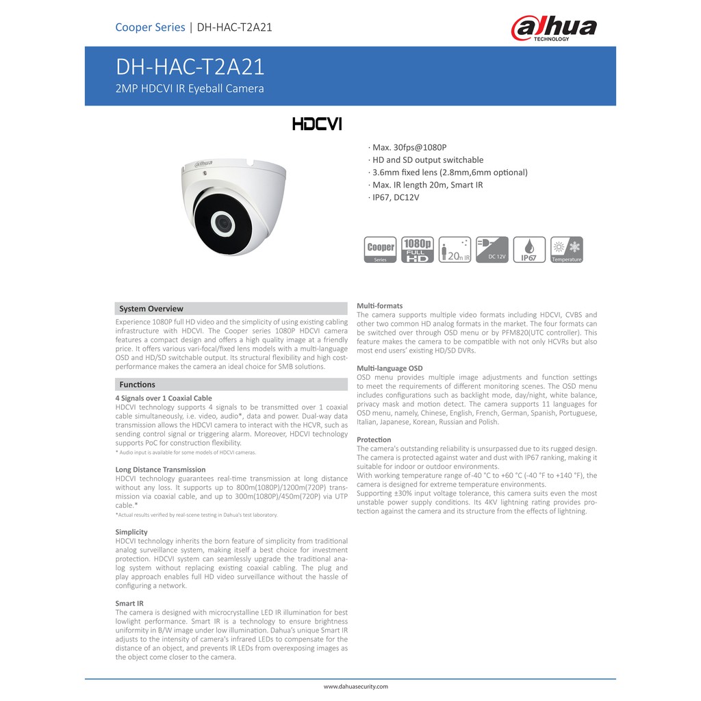 dahua-กล้องวงจรปิดระบบอนาล็อก-ทรงโดม-ความละเอียด-2-ล้านพิกเซล-รุ่น-hac-t2a21p