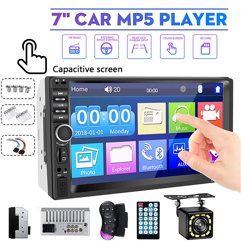 เครื่องเล่นมัลติมีเดีย-mp5-2-din-หน้าจอสัมผัส-7-นิ้ว-usb-fm-บลูทูธ-รองรับกล้องมองหลัง-สําหรับรถยนต์