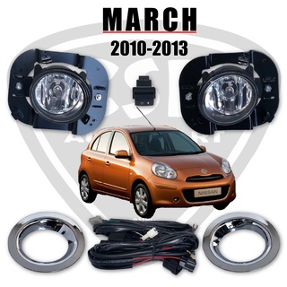 ไฟสปอร์ตไลท์ / ไฟตัดหมอก Nissan MARCH 2010-2013 นิสสัน มาร์ช 2010-2013 โฉมแรก แบบฝาครอบชุบ 1ชุด