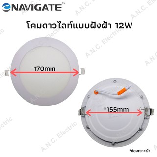 Navigate โคมดาวไลท์ 12W กลม แบบฝังฝ้าเพดาน (โคมพาแนล)