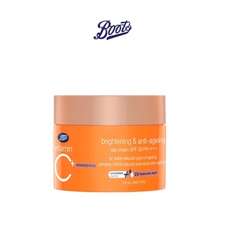 BOOTS VITAMIN C บู๊ทส์ วิตามิน ซี แอดวานซ์ พลัส ไบร์ทเทนนิ่ง แอนด์ แอนตี้-เอจจิ้ง เดย์ ครีม เอสพีเอฟ30 พีเอ++++ 50มล