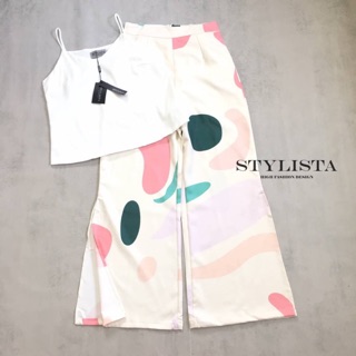 set เสื้อสายเดียว+กางเกงขายาว ผ่าข้าง TAG :: STYLISTA Code : ST20048