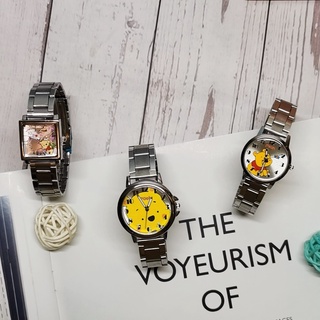 Disney Winnie the Pooh นาฬิกาข้อมือ สายสแตนเลส ทรงสี่เหลี่ยม กันน้ํา ลายการ์ตูนหมีพูห์น่ารัก สําหรับเด็กผู้หญิง และผู้ชาย