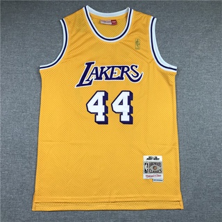 เทรนด์บุคลิกภาพย้อนยุค 1971-72 NBA ผู้ชาย Mitchell &amp; Ness Los Angeles Lakers #เสื้อกีฬาบาสเก็ตบอล สีเหลือง 44 Jerry West Jersey bz INcmpd03LAilfk24