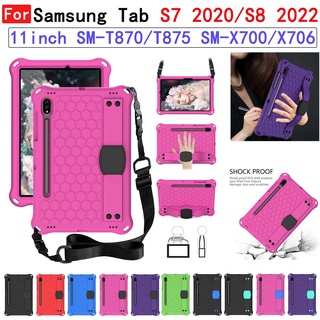 เคสแท็บเล็ต EVA กันกระแทก พร้อมสายคล้องไหล่ และขาตั้ง สําหรับ สำหรับ Samsung Galaxy Tab S8 11 นิ้ว 2022 SM-X700 X706 Tab S7 11 นิ้ว T870 T875