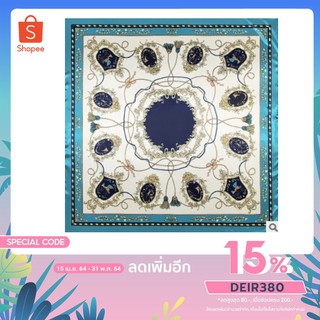 ผ้าคลุมไหล่ ผ้าไหมซาติน ลายวินเทจ ขนาด 90x90 cm D2002