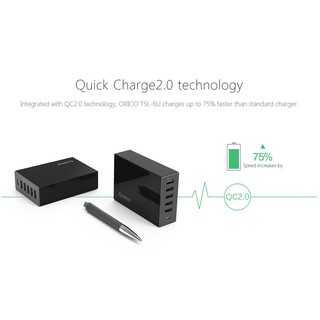 ภาพขนาดย่อของสินค้า(TSL-6U-US Plug- Black)ORICO 6 Port QC2.0 Type-C Desktop Charger