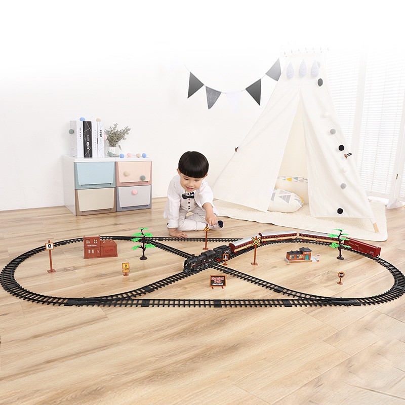 รถไฟของเล่นมาพร้อมราง-รถไฟของเล่นเด็ก-ใส่ถ่านเล่นได้เลย-ประกอบรางง่าย