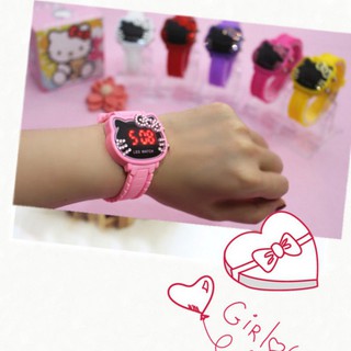 สินค้า ^DUDU^ นาฬิกาข้อมืออิเล็กทรอนิกส์ กันน้ํา ลาย Hello Kitty สําหรับเด็กผู้หญิง