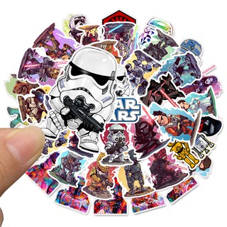 สติกเกอร์ไวนิล ลายการ์ตูนกราฟฟิติ Star War กันน้ํา สําหรับติดตกแต่งสเก็ตบอร์ด สโนว์บอร์ด จํานวน 50 ชิ้น