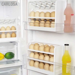 Carlosa ชั้นวางไข่ กล่องเก็บไข่ 3 ชั้น ความจุ 30 ฟอง พลาสติก กล่องเก็บไข่ตู้เย็น สําหรับห้องครัว ตู้เย็น