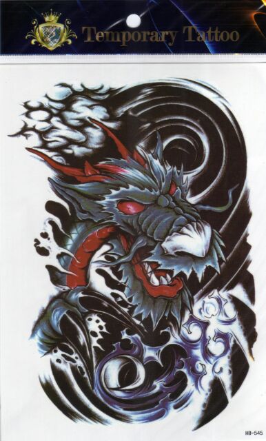 tattoo-แผ่นใหญ่-ลาย-มังกร-dragon-แท็ททู-สติกเกอร์-hb-545